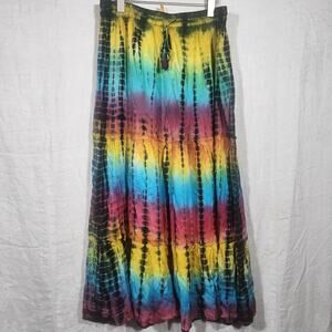 MAGIC sz L tie dye long maxi broomstick skirt hippie festival concert